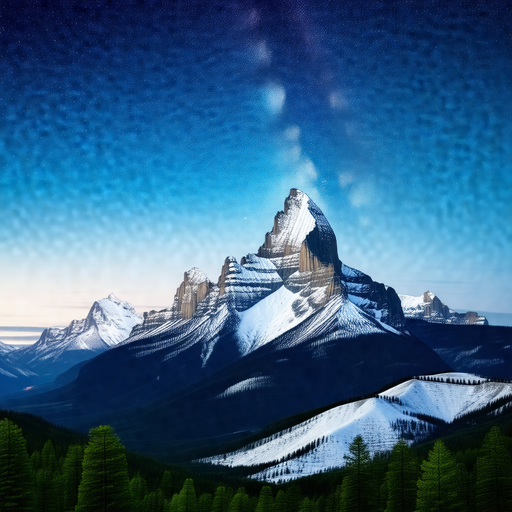 Majestic mountain range with a snow-covered peak