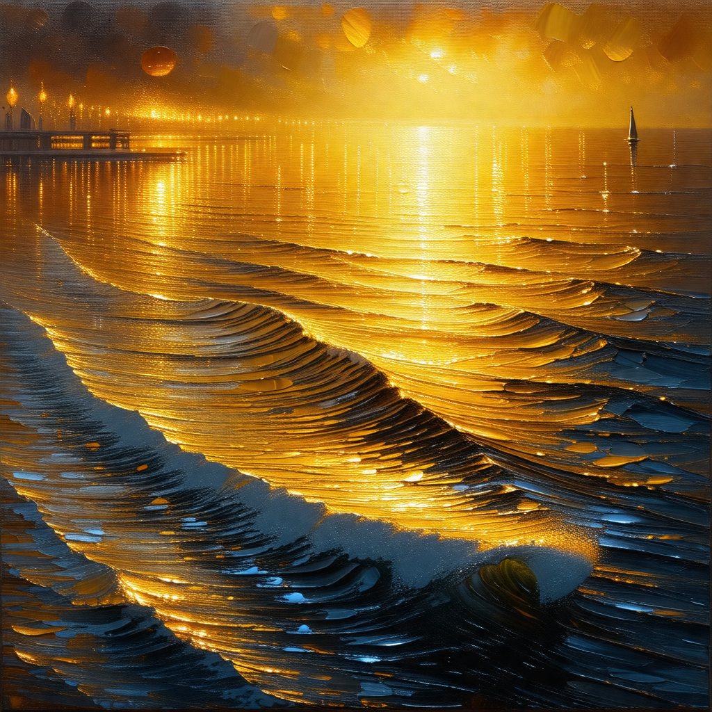 Beautiful sunset over a large body of water, possibly an ...