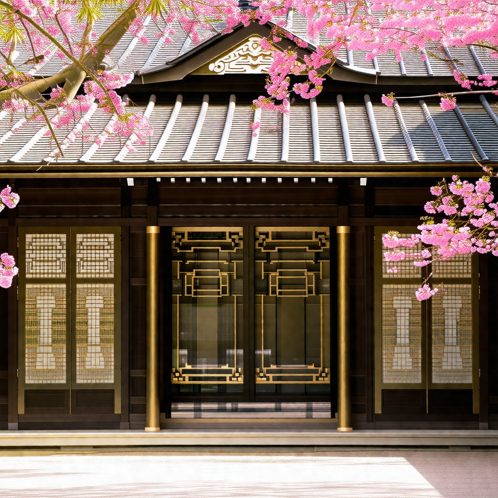 Beautifully decorated building with a gold roof