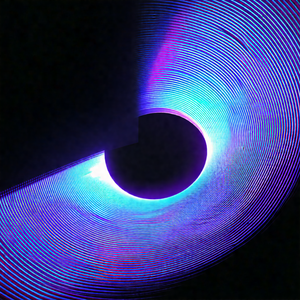 Blue tunnel with a purple light at the end