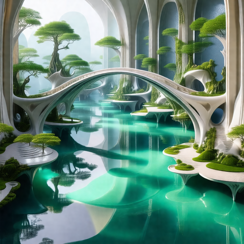 Digital painting of a futuristic city with a large, blue ...