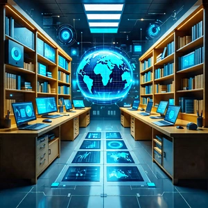 Tech Infographic Style: Educational Technology In Research Center With Image, There