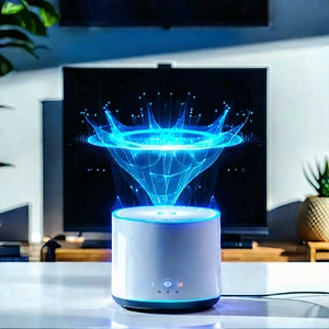 Smart Home Device With Holographic Display With White Speaker