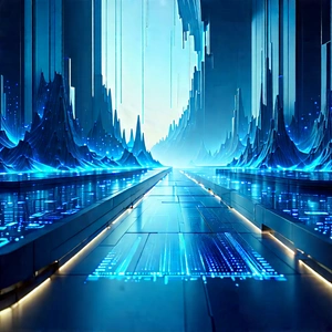 Futuristic (digital:1.3) workspace