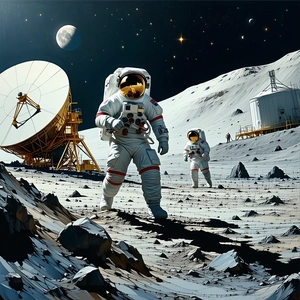 In The Image, There Are Three Astronauts Standing On The Moon