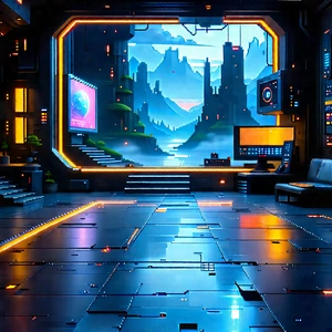 Futuristic Tech Startup Office With Futuristic Setting,