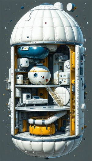 In The Image, There Is A Large White Building With A Spiral Staircase Leading To The Top