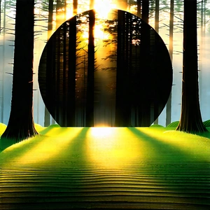 Nature Concept Art: Forest Scene During Golden Hour With Image, There