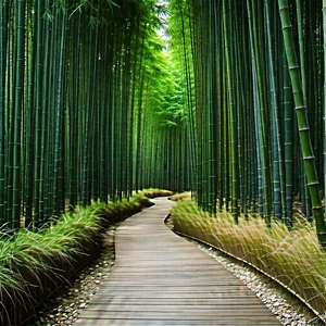 Nature Long Exposure Photography: Path through bamboo grove
