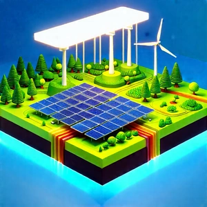 Innovative Renewable Energy Design With Green, Three-dimensional