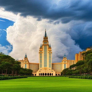 Urban Landscape Photography: Famous Building With Dramatic Clouds With Large, Ornate