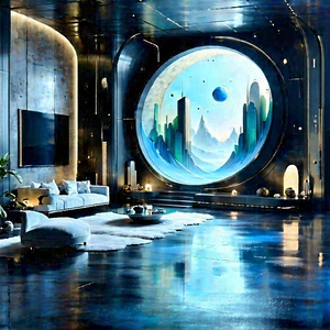 (futuristic:1.45) Smart Home With Image, There