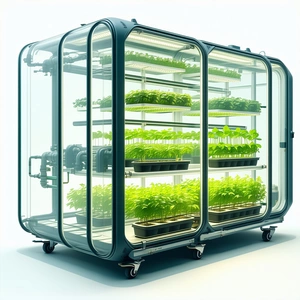 A Large, Clear Glass Box Filled With A Variety Of Plants