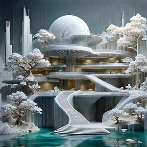 Machine Learning Visualization With Large, Futuristic