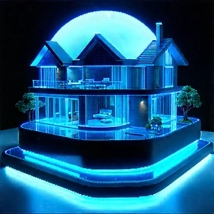 Futuristic Smart Home With Blue House