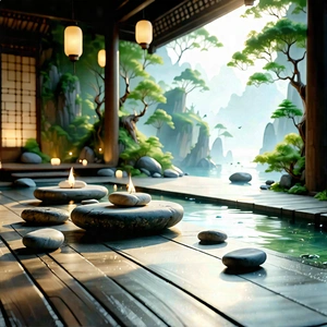 Lifestyle Lithograph: Wellness Scene With Natural Lighting With Image, There