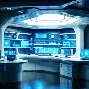 Futuristic Research Laboratory With Image, There