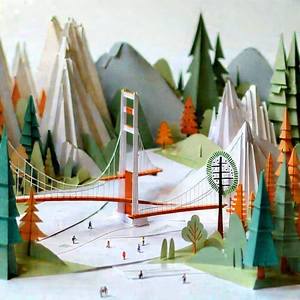 Abstract Tilt-Shift Photography: Paper assembly with balance