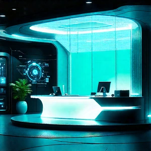 (futuristic:1.18) tech startup office