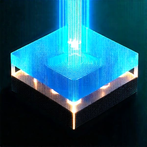 3d Printer With Data Streams With Blue Light