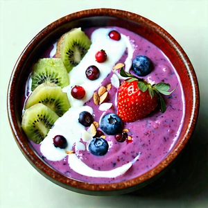 Lifestyle Stock Photography: Smoothie Bowl Prepared With Seasonal Produce With Bowl Filled