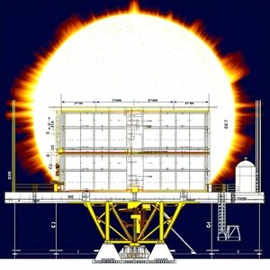 A Large, Yellow Structure With A Sun-like Design On Its Side