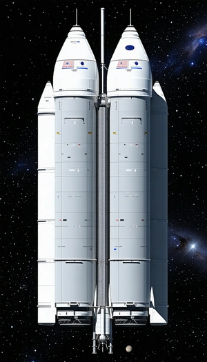 A Large White Space Shuttle Is Shown In A Computer-generated Image