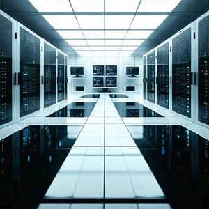 Tech Geometric Design: Futuristic server room