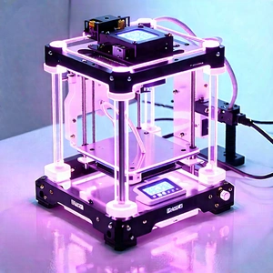 3d printer with neon accents
