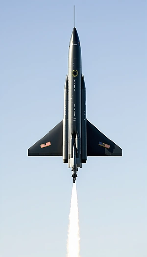 A Jet Is Flying Through The Sky, Leaving A Trail Of Smoke Behind It