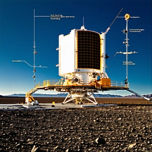 A Large Spacecraft, Possibly A Satellite Or A Rocket, Sitting On A Rocky Surface