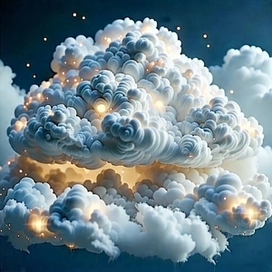 Tech Macro Photography: Cloud Computing Visualization With Large, White