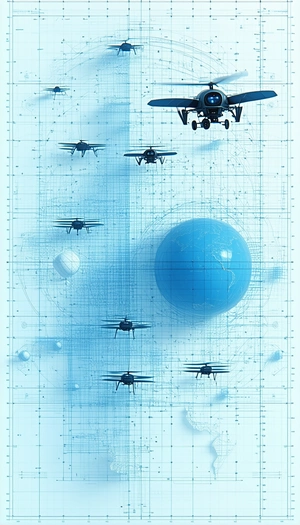 In This Image, There Are Several Small Airplanes Flying In The Sky