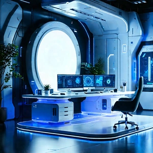 Futuristic Tech Startup Office With Image, There