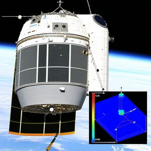 A Space Shuttle With A Large Dome On Top Of It