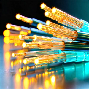 Tech Stock Photography: Close-up Of Fiber Optic Cables With Image, There