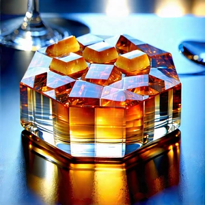 Abstract Food Photography: Crystalline Harmony With Glass Cube