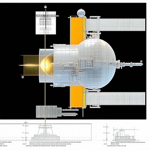 A Large, White, And Orange Spacecraft Is Shown In A Drawing