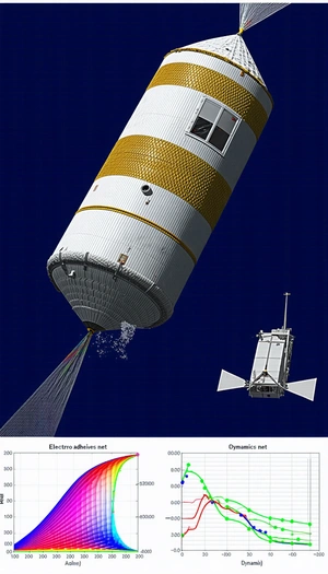 A Large Spacecraft Is Shown In A Blue Sky, With A Smaller Spacecraft Flying Nearby