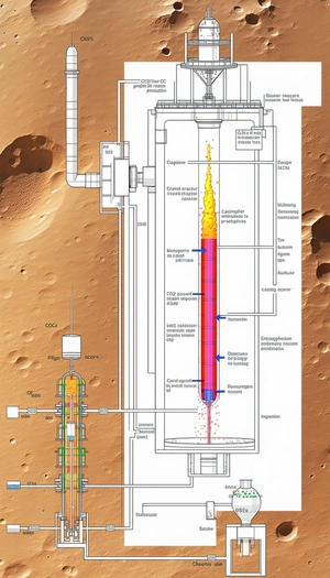 The Image Is A Diagram Of A Rocket Engine, Showing The Various Components And Their Functions