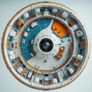 The Image Is A 3d Model Of A Spacecraft, Showcasing The Interior Of The Spacecraft