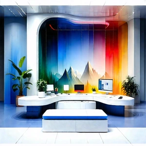 Futuristic Tech Startup Office With Large