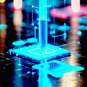 Financial Technology In Modern Laboratory With Blue White