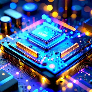 Microchip With Holographic Projection With Close-up Computer