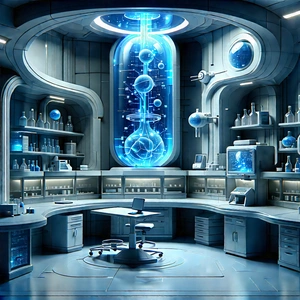 Futuristic Research Laboratory With Image, There