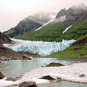 Nature Advertising Photography: Glacier In Rainy Season With Large Glacier