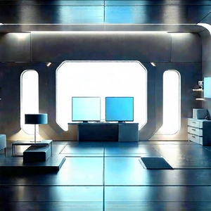 (futuristic:1.23) Tech Startup Office With Image, There