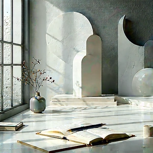 Abstract Infographic Style: Minimalist Study With Subtle Texture With Room Large