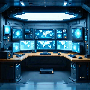 Futuristic Digital Workspace With Image, There