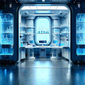 (futuristic:1.27) Research Laboratory With Image, There
